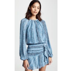 Ramy Brook Jeannie light blue snake print silk dress